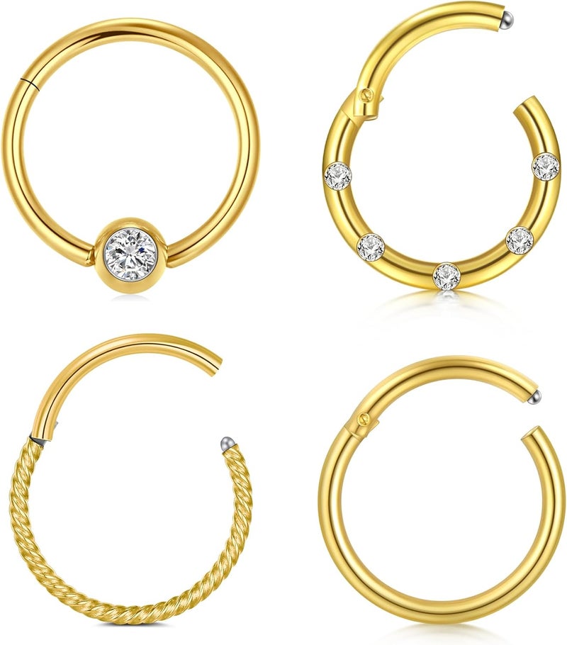D.Bella 16G 14G Horseshoe Rings Surgical Steel Nose Septum Horseshoe Hoop Earring Eyebrow Tragus Lip Rings Daith Helix Piercing Jewelry for Women Men 6-12mm Smily Piercing Jewelry - Image 1